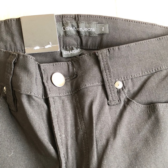 NWT Calvin Klein 5-Pocket Mid-Rise Straight Pants in Black, Size 2 Tall (Like 4) - Picture 9 of 13